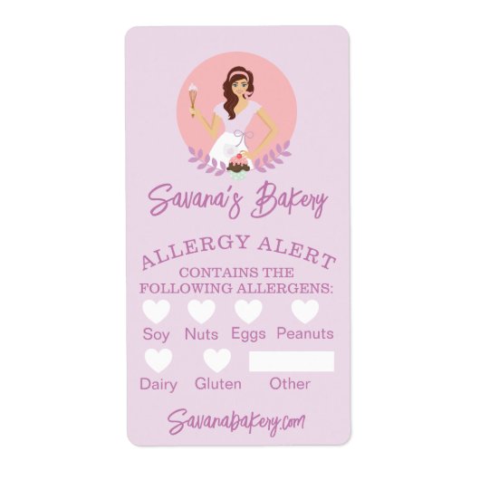 Bakkerij Vrouw Voedselveiligheid Allergie Alert Ba Etiket (Voorkant)