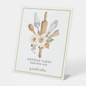 Bakkerij Waterverf banketbakken gereedschap Reclamebord Met Voetstuk (Voorkant)