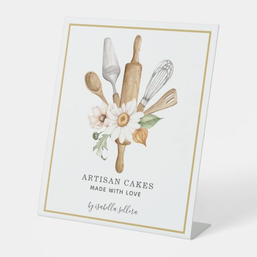 Bakkerij Waterverf banketbakken gereedschap Reclamebord Met Voetstuk (Voorkant)