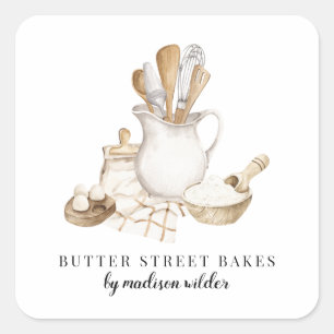 Bakkerij - Waterverf - Etiketten voor gebak