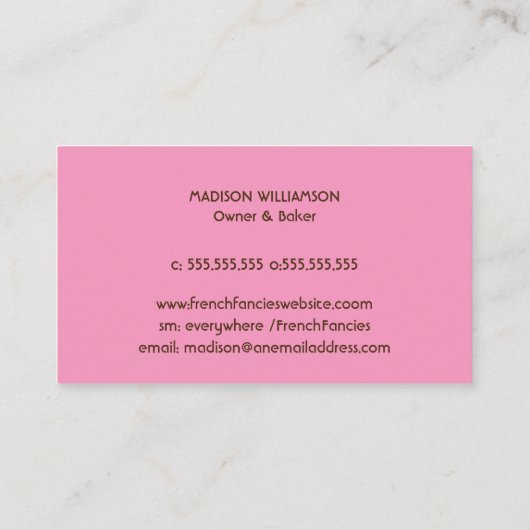 Bakkerij Waterverf Franse Macaroon Visitekaartje (Achterkant)