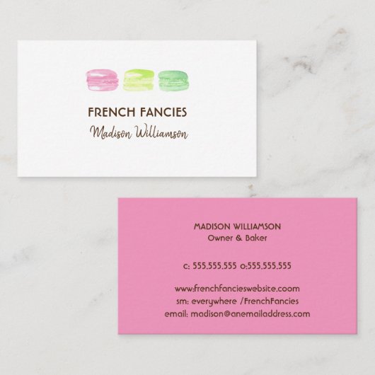 Bakkerij Waterverf Franse Macaroon Visitekaartje (Voorkant / Achterkant)