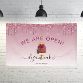 Bakkerij we zijn open glitter Drip Bourgogne Spandoek