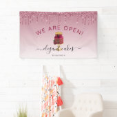 Bakkerij We zijn open Glitter Drip Bourgondië Cake Spandoek (Insitu)