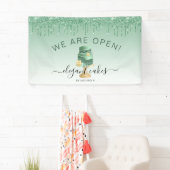 Bakkerij we zijn open, glitter Drip Green Cake Ban Spandoek (Insitu)