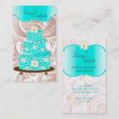 Bakkerij Weddenschap Cake Pastry Chef Blue Floral  Visitekaartje (Voorkant / Achterkant)