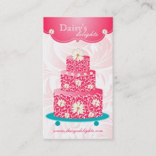 Bakkerij Weddenschap Cake Pastry Chef Pink Floral Visitekaartje