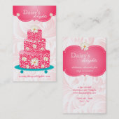 Bakkerij Weddenschap Cake Pastry Chef Pink Floral  Visitekaartje (Voorkant / Achterkant)