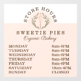 Bakkerij - Whisk en grote Logo-winkeluren Raamsticker