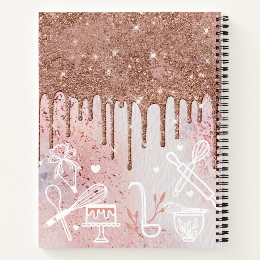 Bakkerij Whisk Glitter Roos Gold Pink Drives Recip Notitieboek (Achterkant)