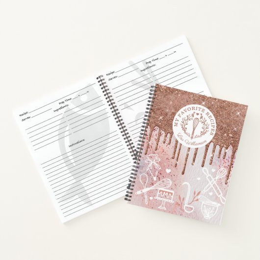 Bakkerij Whisk Glitter Roos Gold Pink Drives Recip Notitieboek (Binnen)