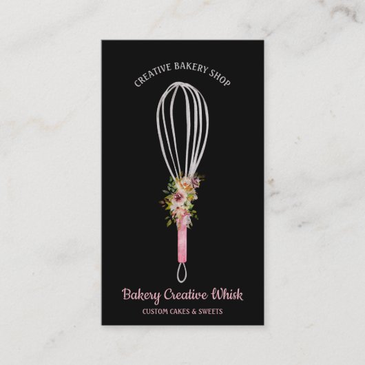 Bakkerij Whisk logo boho Zwart roos goud Visitekaartje (Voorkant)