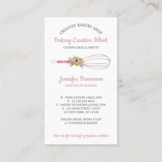 Bakkerij Whisk-logo gebak Visitekaartje (Achterkant)