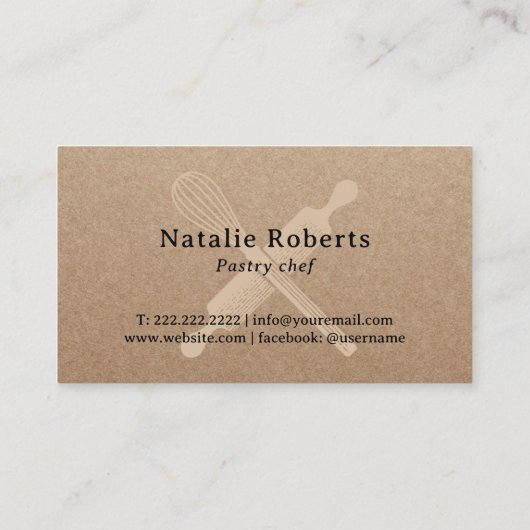  bakkerij Whisk Logo Rustic Kraft Visitekaartje (Achterkant)