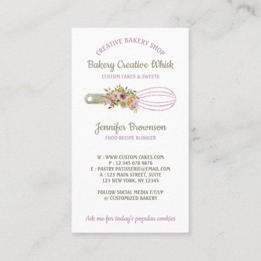 Bakkerij Whisk mousserend glitz goud Visitekaartje (Achterkant)