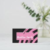 Bakkerij Whisk Roze Black Stripes Baker Visitekaartje (Staand voorkant)