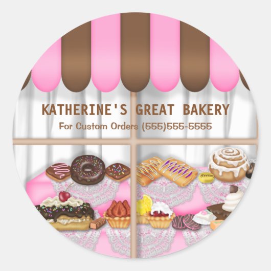 Bakkerij Window Business Ronde Sticker (Voorkant)