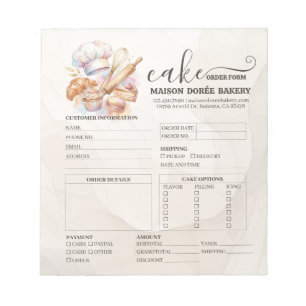 Bakkerij Winkel Banketbakker Cake Bakker Bestelfor Notitieblok