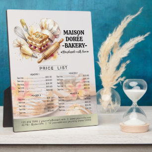 Bakkerij Winkel Banketbakker Dessert Menu Prijslij Fotoplaat