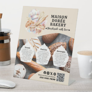 Bakkerij Winkel Banketbakker Dessert Snoepjes Prij Reclamebord Met Voetstuk
