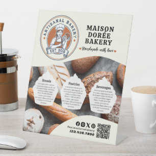 Bakkerij Winkel Banketbakker Dessert Snoepjes Prij Reclamebord Met Voetstuk