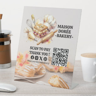 Bakkerij Winkel Banketbakker Dessert Snoepjes Taar Reclamebord Met Voetstuk
