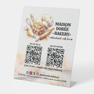 Bakkerij Winkel Gebak Cake Bakker QR Code Betaal H Reclamebord Met Voetstuk