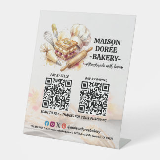 Bakkerij Winkel Gebak Cake Bakker QR Code Betaal H Reclamebord Met Voetstuk
