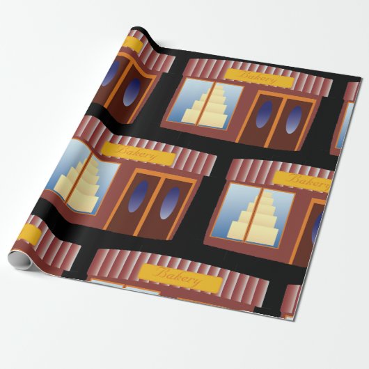 Bakkerij Winkel Voorfront Taart Winkel Cadeaupapier (Uitgerold)
