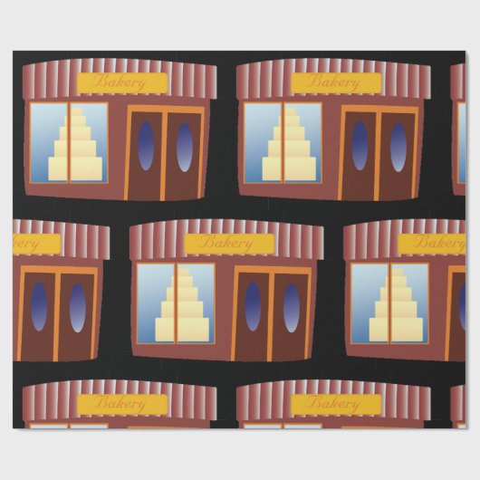 Bakkerij Winkel Voorkant Cake Store Cadeaupapier (Vlak)