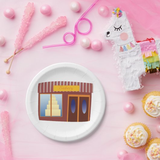 Bakkerij Winkel Voorkant Cake Store Papieren Bordje (Feest)