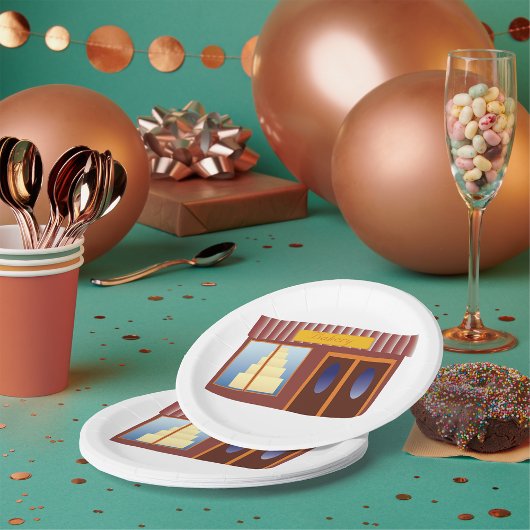 Bakkerij Winkel Voorkant Cake Store Papieren Bordje