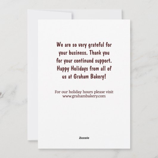 Bakkerij Winter Vakantie Klantwaardering Feestdagenkaart (Achterkant)