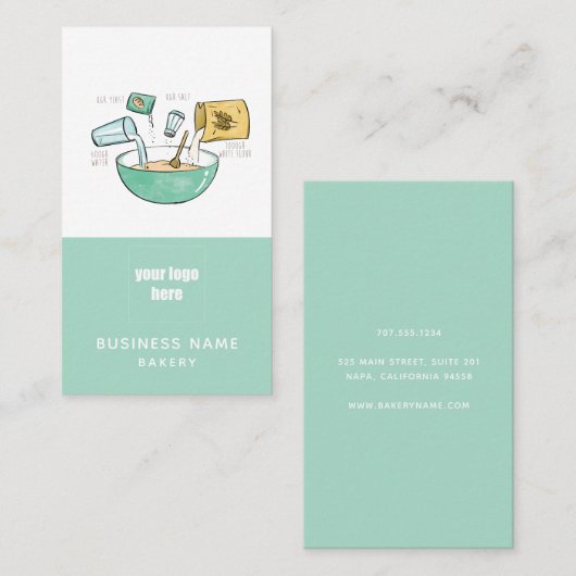 Bakkerij Zakelijk Brood Recept Illustratie Logo Visitekaartje (Voorkant / Achterkant)