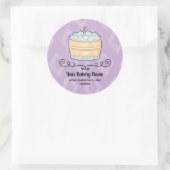 Bakkerij Zakelijk Paarse Cake Dessert Verpakking Ronde Sticker (Tas)