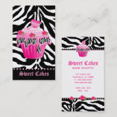Bakkerij-Zebra Roos Roze koekjes met hartslag Stip Visitekaartje (Voorkant / Achterkant)