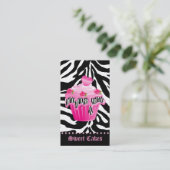 Bakkerij-Zebra Roos Roze koekjes met hartslag Stip Visitekaartje (Staand voorkant)