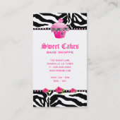 Bakkerij-Zebra Roos Roze koekjes met hartslag Stip Visitekaartje (Achterkant)