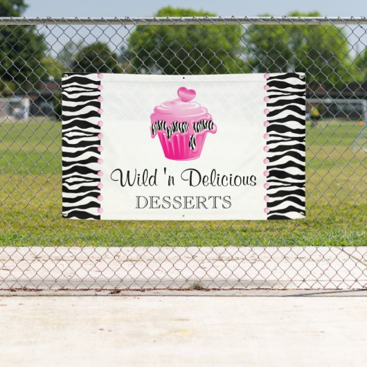 Bakkerij Zebra Roze Stippen Banner (Insitu)
