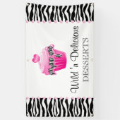 Bakkerij Zebra Roze Stippen Banner (Verticaal)
