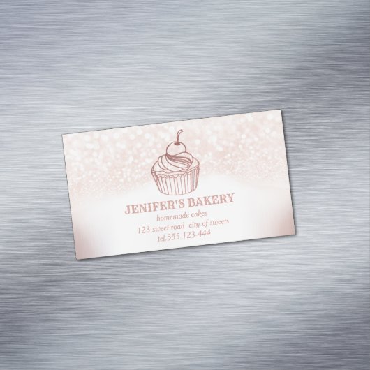 Bakkerij zelfgemaakte cupcakes en snoepjes magnetisch visitekaartje (Voorbeeld)