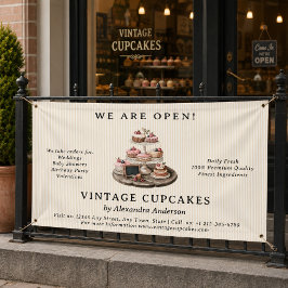 Bakkerij Zoete Gebakjes Vintage Cupcake Spandoek