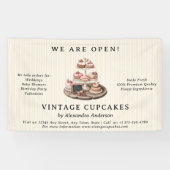 Bakkerij Zoete Gebakjes Vintage Cupcake Spandoek (Horizontaal)