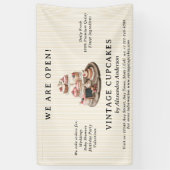 Bakkerij Zoete Gebakjes Vintage Cupcake Spandoek (Verticaal)