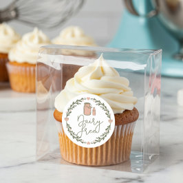 Bakkerij Zuivel Gratis Melkkruik & Krans Roze & Gr Ronde Sticker