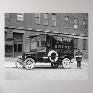 Bakkerijbezorgtruck, 1923. Antieke foto Poster