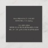 Bakkerijbrood en platte Floral Black Vierkante Visitekaartje (Achterkant)