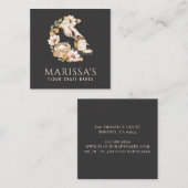 Bakkerijbrood en platte Floral Black Vierkante Visitekaartje (Voorkant / Achterkant)