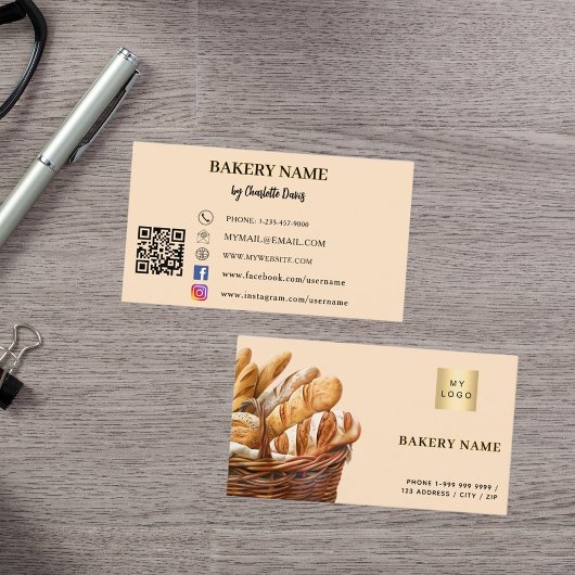 Bakkerijbrood gebak perzik QR code logo Visitekaartje