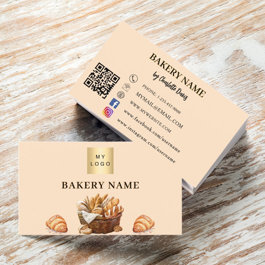 Bakkerijbrood gebak perzik QR code logo Visitekaartje